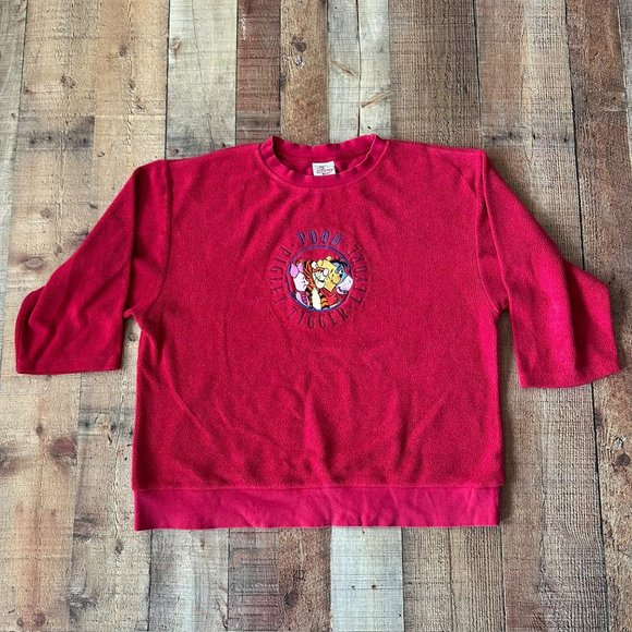 Disney Store Pooh Piglet Eeyore Tigger Embroidered Pullover Sweatshirt 3/4 Sleev - Picture 1 of 9